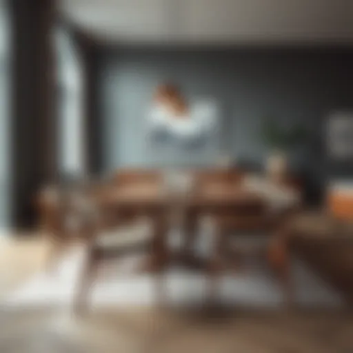 Elegant wooden 10-seater dining table set in a modern interior
