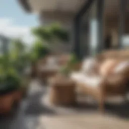 Stylish balcony furniture set made of rattan