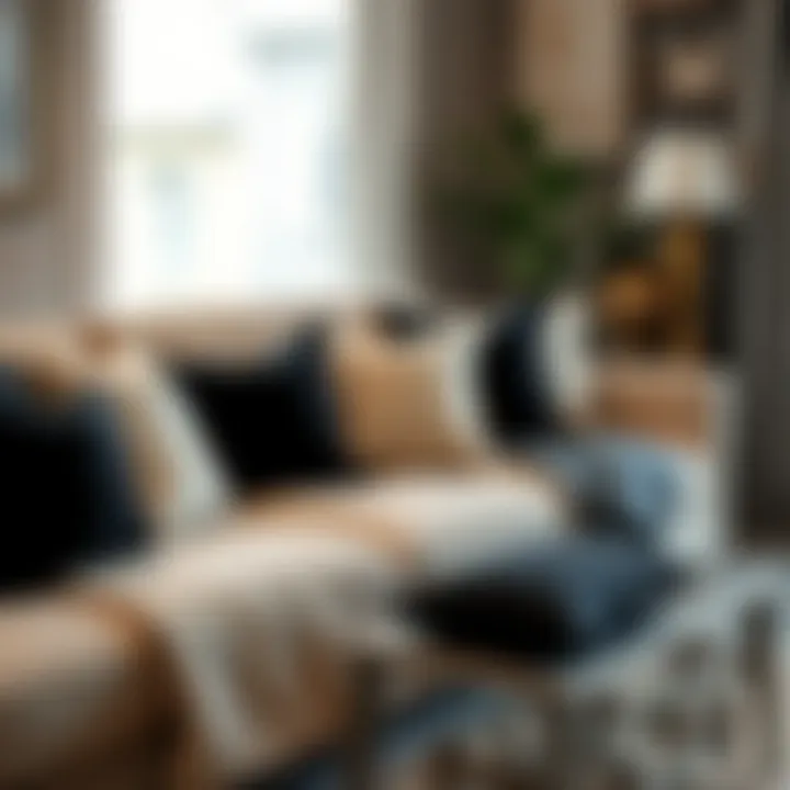 Sophisticated Sofa Styling with Pillow Covers Elegant arrangement of black and cream pillow covers on a stylish sofa