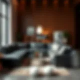 Sophisticated Design of Black Leather Sectional Sophisticated black leather sectional in a modern living room setting