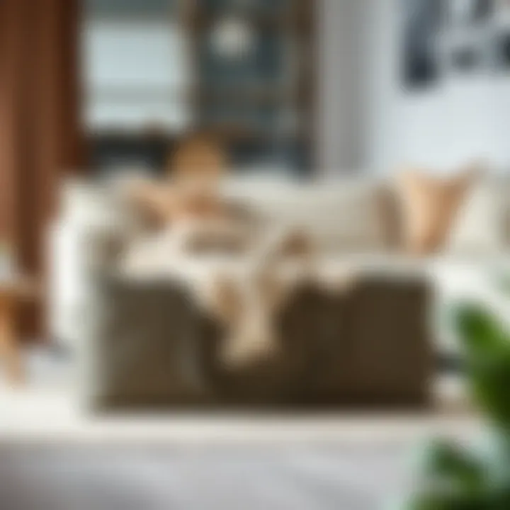 Elegant Blanket Storage Solution Stylish blanket storage bag in a modern living room.