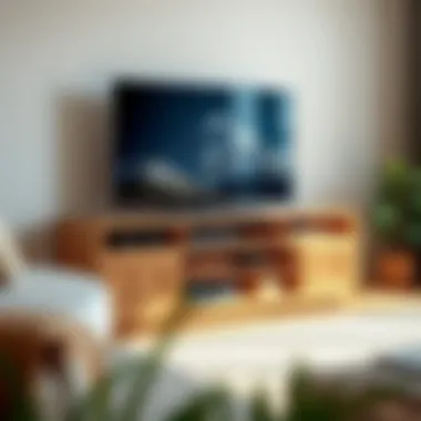 Functional Wooden TV Stand with Storage Solutions Wooden TV stand with storage compartments for cable management