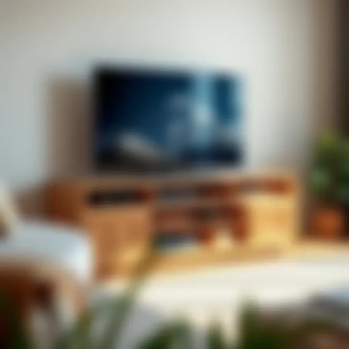 Functional Wooden TV Stand with Storage Solutions Wooden TV stand with storage compartments for cable management