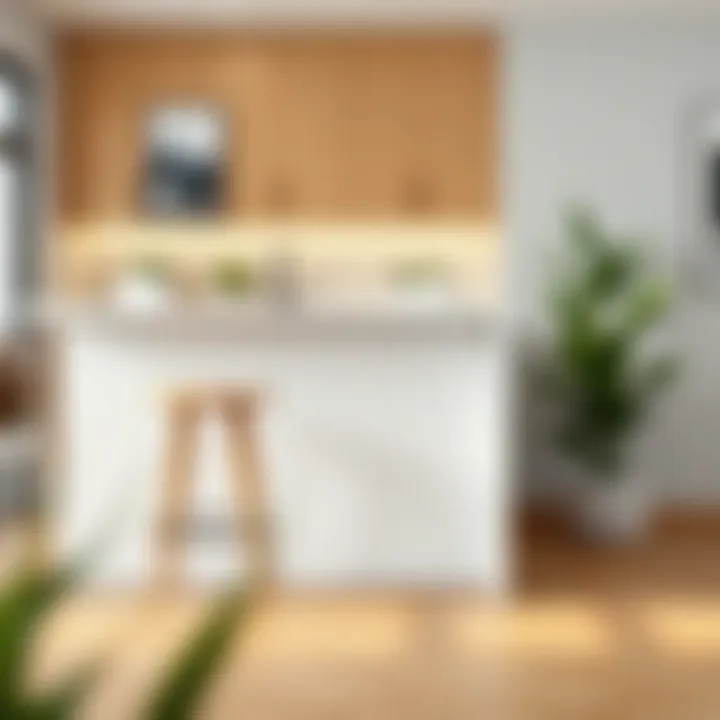 Modern Bar Stool with 36-Inch Countertop A stylish bar stool next to a 36-inch countertop featuring modern decor.