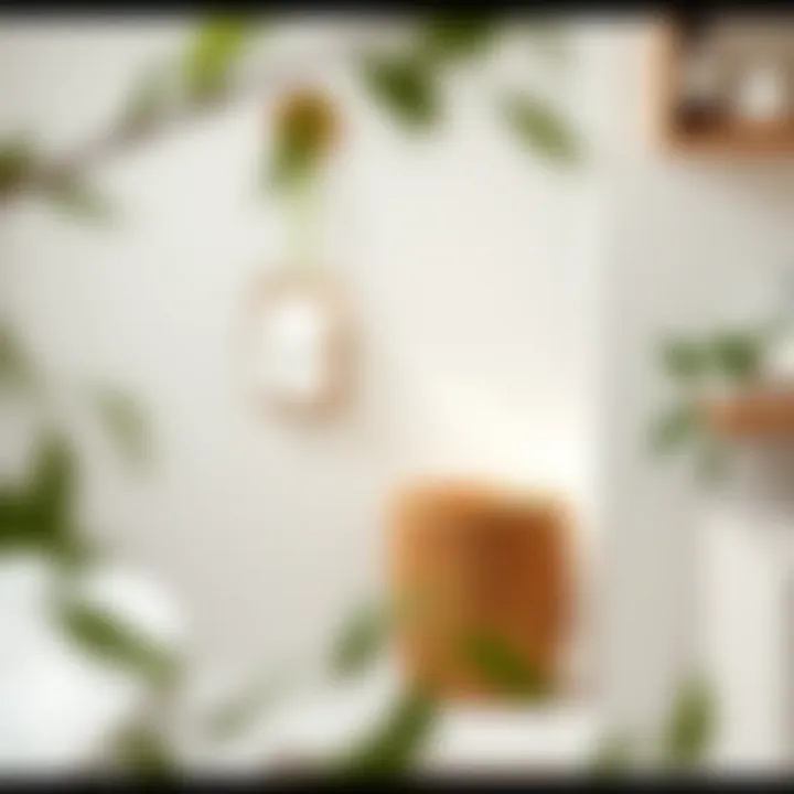 Eco-Friendly Bathroom Waste Basket Eco-friendly bamboo waste basket nestled in a serene bathroom