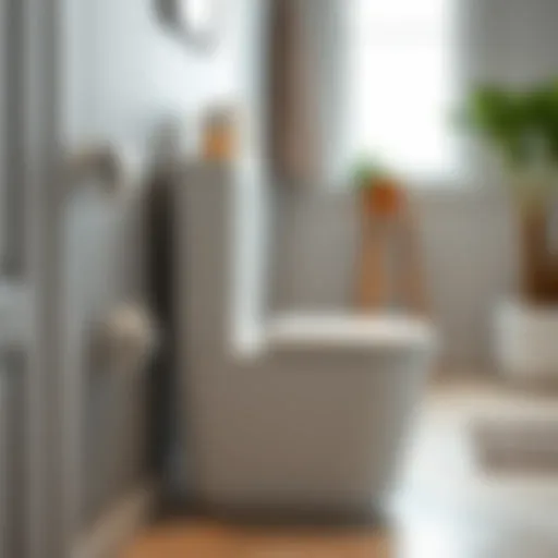 Sleek modern waste basket in a stylish bathroom setting