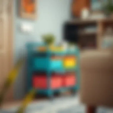 Mobile Storage Solution in Stylish Decor Stylish colorful cart used as a mobile storage solution