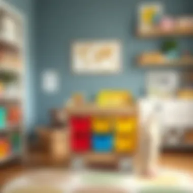 Neat Organization in a Playroom A neatly arranged colorful cart in a children's playroom