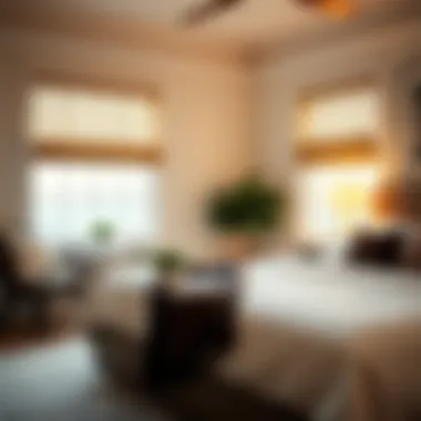 Serene Bedroom Atmosphere with Bamboo Shades Cozy bedroom featuring blackout bamboo roman shades