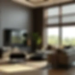 Sophisticated bamboo roman shades in a modern living room