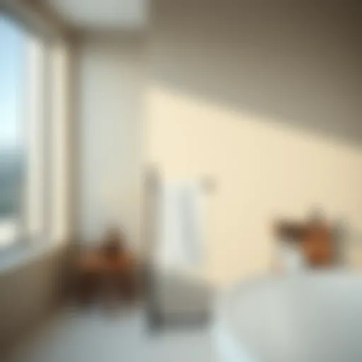 Elegant design of a free-standing towel holder in a modern bathroom setting.