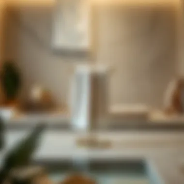 Serene Spa Ambiance with Minimalistic Towel Holder Minimalistic free-standing towel holder in a serene spa-like setting.