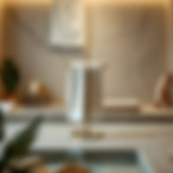 Serene Spa Ambiance with Minimalistic Towel Holder Minimalistic free-standing towel holder in a serene spa-like setting.