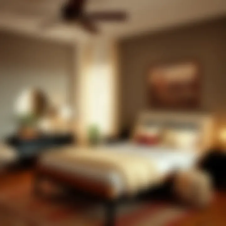 Inviting Bedroom Ambiance Cozy bedroom featuring unique bed frame and decor