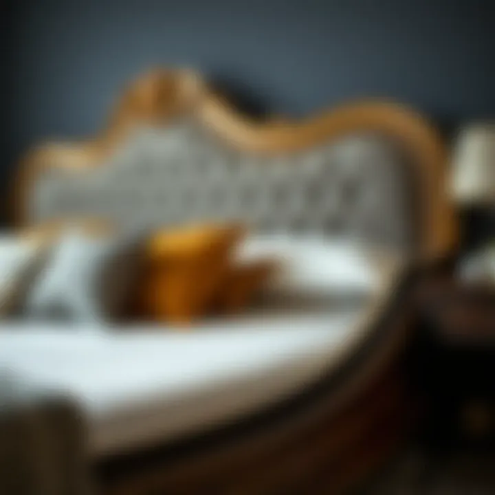 Close-up of intricate bed frame details and craftsmanship