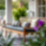 Elegant outdoor bench with a stylish cushion