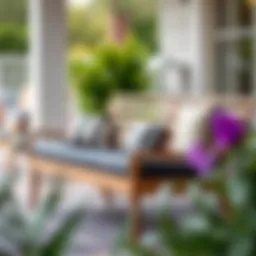 Elegant outdoor bench with a stylish cushion