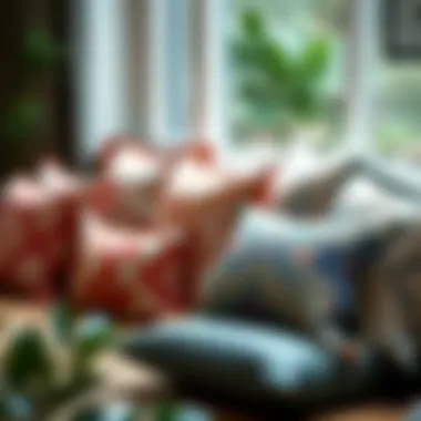 Variety of cushion designs arranged artistically