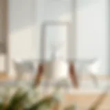 Elegant Dining Set Featuring White Chairs Elegant white dining chairs arranged around a minimalist table