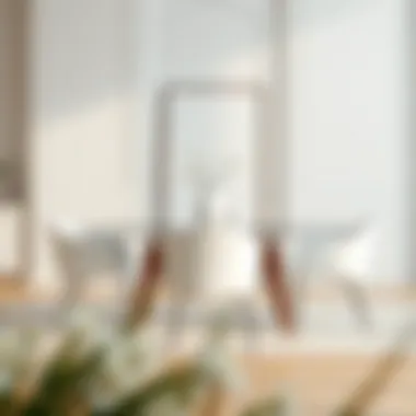 Elegant Dining Set Featuring White Chairs Elegant white dining chairs arranged around a minimalist table