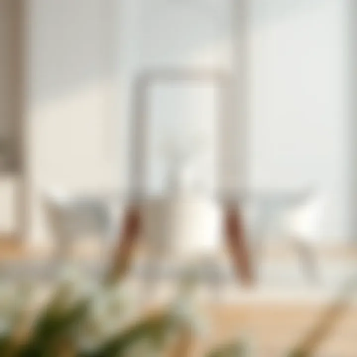 Elegant Dining Set Featuring White Chairs Elegant white dining chairs arranged around a minimalist table