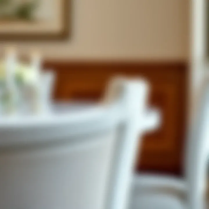 Upholstery Details of a White Dining Chair Close-up of white dining chair showcasing upholstery details