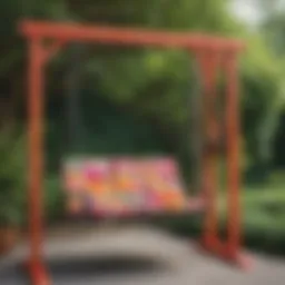 Colorful patio swing with new fabric