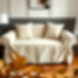 Elegant three-seat sofa cover in luxurious fabric