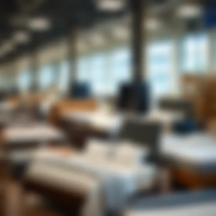 Diverse Bed Frame Selection Versatile bed frame options displayed in a well-organized showroom