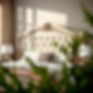 Chic Upholstered Headboard Luxurious upholstered headboard with intricate detailing in a chic bedroom