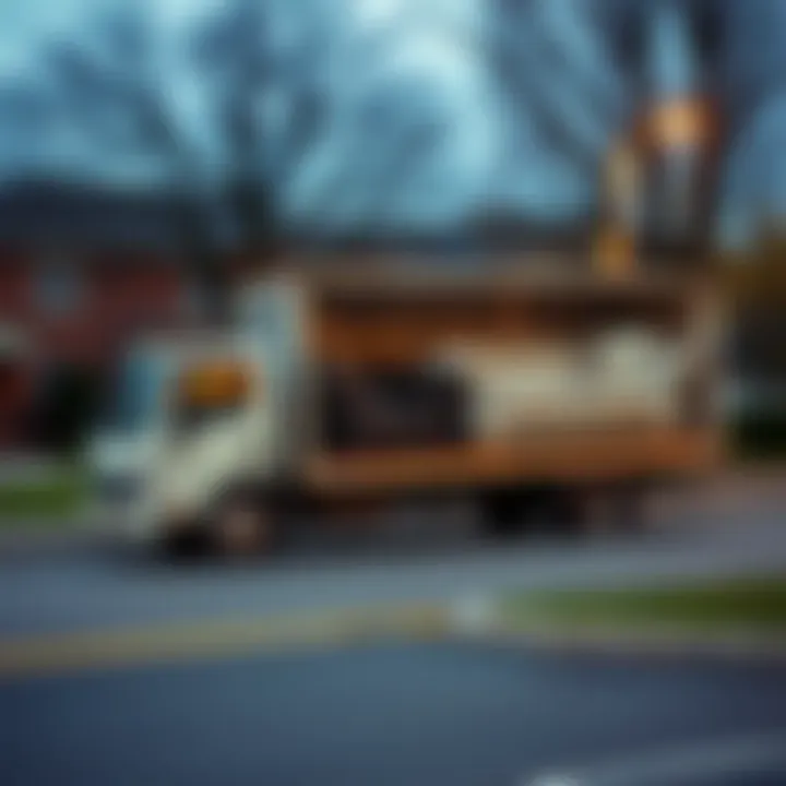 Delivery truck transporting couches to a customer