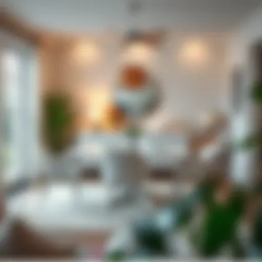 Cozy Dining Experience with Contemporary Touches Cozy dining area featuring a white set and warm lighting