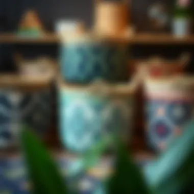 DIY decorated storage baskets featuring unique patterns