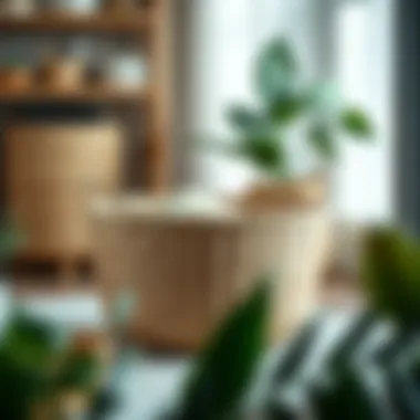 Elegant woven storage basket showcasing natural fibers