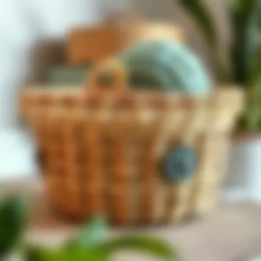 Stylish storage basket with decorative elements and textures