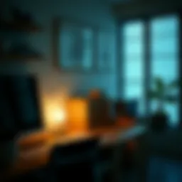 Elegant desktop chest of drawers in a modern workspace