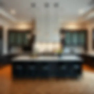 Stylish Kitchen Arrangement Stylish kitchen with multiple pendant lights arrangement