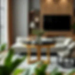 Elegant 3 feet high table in a modern living room setting