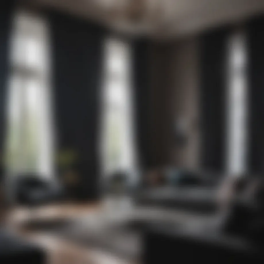 Elegant living room featuring blackout curtains