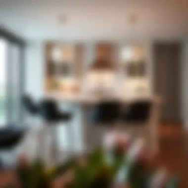 Elegant Interior with Bar Stool and Countertop Harmony Elegant interior showcasing the harmony between bar stools and a 36-inch countertop.