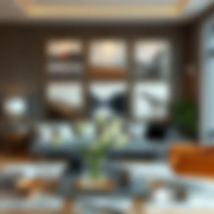 Artistic arrangement of framed canvases in a stylish living space