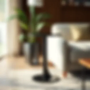 Stylish tall end table featuring a glass top