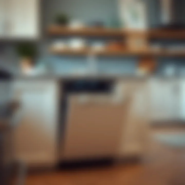 Elegant almost new dishwasher beside a kitchen counter