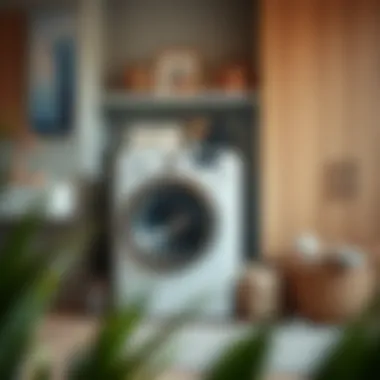 Stylish almost new washing machine in a contemporary laundry room