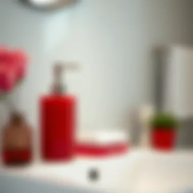 Stylish Red Soap Dispenser Stylish red soap dispenser matching with bathroom decor