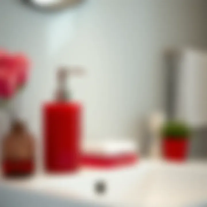 Stylish Red Soap Dispenser Stylish red soap dispenser matching with bathroom decor