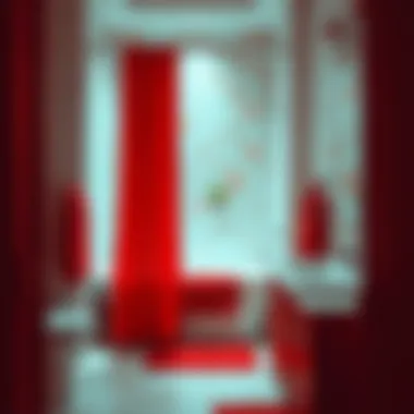 Vibrant Red Shower Curtain Vibrant red shower curtain bringing warmth to the bathroom
