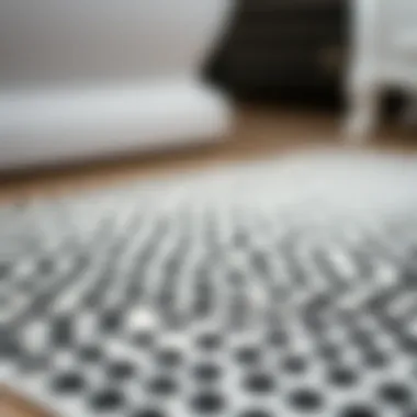 Close-up of black and white polka dot rug texture