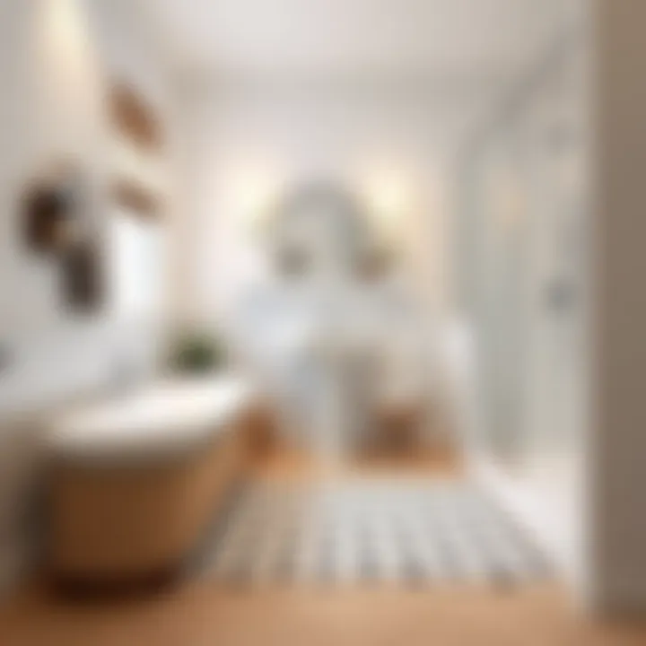 Comfortable and functional bathroom with polka dot rug