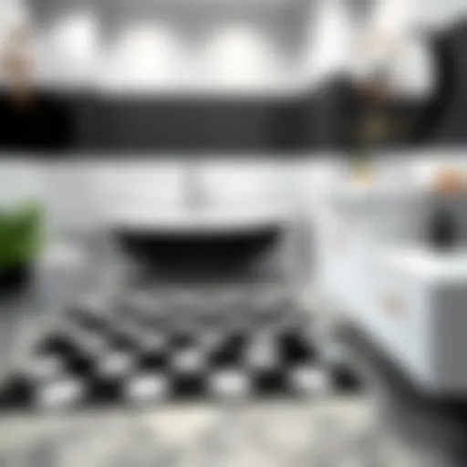 Elegant Black and White Polka Dot Rug Elegant black and white polka dot rug enhancing bathroom decor